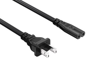 8FT NEMA 1-15P to C7 Notebook Power Cord Non-Polarized 18AWG SPT-2 7A/125V, Black