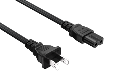 10ft NEMA 1-15P to C7 2-Prong Notebook Power Cord, Polarized, 18 AWG, SPT-2, 10A/125V, Black