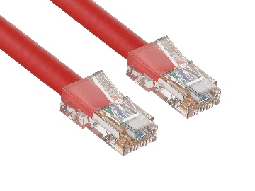 1ft Cat5e UTP Non-Booted Ethernet Network Patch Cable 24AWG Bare Copper, Red