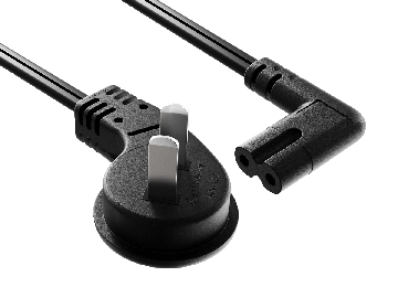 15FT Ultra Low Profile NEMA 1-15P Angled to C7 Right-Angled Non-Polarized Power Cord 18AWG SPT-2 7A/125V, Black