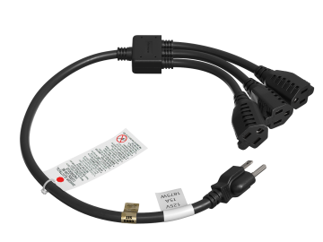 24 Inches 1 x NEMA 5-15P to 3 x NEMA 5-15R Power Extension Cord Splitter Cable 14 AWG