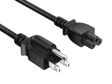 15ft NEMA 5-15P to C5 3-Prong Notebook Power Cord, 18AWG, SVT, 10A/125V, Black