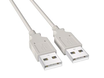 3ft USB 2.0 A Male to A Male cable, beige color, double-shielded for high-speed 480Mbps data transfer and device connectivity.