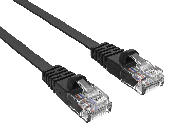 7ft Slim Cat6 UTP Flat Ethernet Network Patch Cable Snagless 32AWG Bare Copper, Black