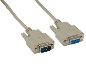 50ft Shielded DB9 M/F RS232 Serial Extension Cable, Straight Through, Male to Female, Beige