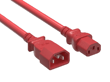IEC-320 C13 to C14 Heavy-Duty Power Extension Cord 14 AWG 15A/250V SJT, Red