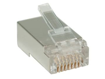 Shielded Cat6 Modular Plug for Round Stranded Cable, 100pcs/Bag