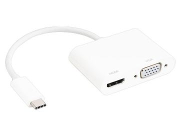 USB 3.1 Type C Male to HDMI (4K@30Hz) Female + VGA Female Adapter