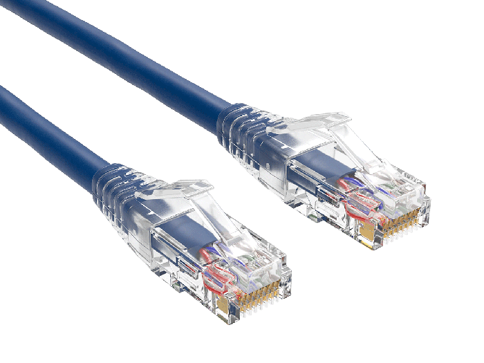 2ft Cat6 UTP snagless patch cable, 24AWG, RJ45 with 50-micron gold contacts, clear strain relief boot, blue color, for high-performance Gigabit Ethernet connections. 2ft Cat6 UTP snagless patch cable, 24AWG, RJ45 with 50-micron gold contacts, clear strain relief boot, blue color, for high-performance Gigabit Ethernet connections.