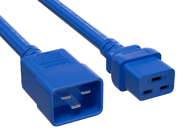 6ft 12AWG IEC320 C20 to IEC320 C19 Heavy Duty Power Cord 20A 250V blue 6ft 12AWG IEC320 C20 to IEC320 C19 Heavy Duty Power Cord 20A 250V blue
