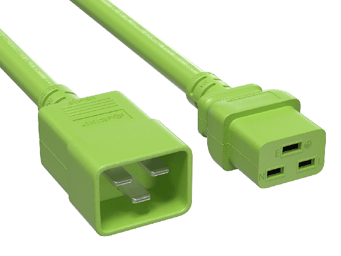 2ft 12AWG IEC320 C20 to IEC320 C19 Heavy Duty Power Cord 20A 250V green 2ft 12AWG IEC320 C20 to IEC320 C19 Heavy Duty Power Cord 20A 250V green