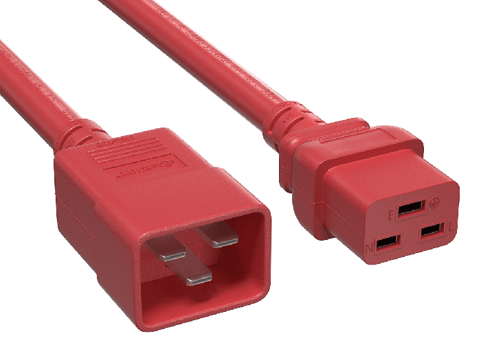 5ft 12AWG IEC320 C20 to IEC320 C19 Heavy Duty Power Cord 20A 250V red 5ft 12AWG IEC320 C20 to IEC320 C19 Heavy Duty Power Cord 20A 250V red