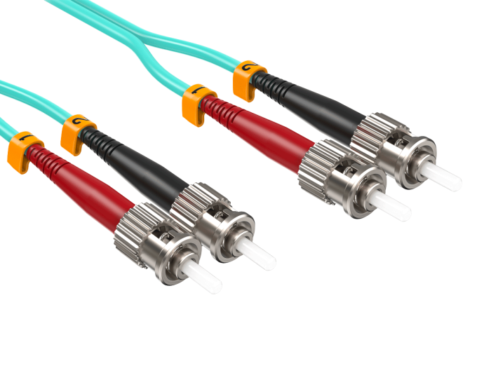 1m OM3 ST to ST UPC Duplex Corning Fiber Optic Cable Multimode 50/125 LSZH/OFNR Rated, Aqua 1m OM3 ST to ST UPC Duplex Corning Fiber Optic Cable Multimode 50/125 LSZH/OFNR Rated, Aqua
