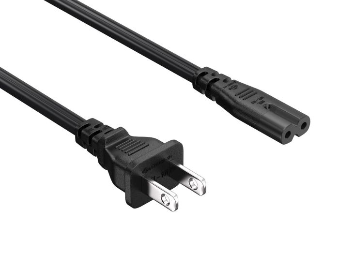6FT NEMA 1-15P to C7 Notebook Power Cord Non-Polarized 18AWG SPT-2 7A/125V, Black