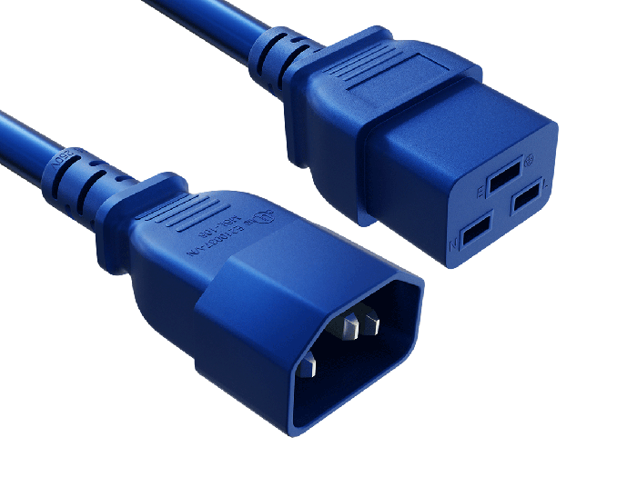 8FT 14AWG IEC-60320-C14 to C19 Extension Power Cord | SJT 105°C | Blue | UL & cUL Listed 8FT 14AWG IEC-60320-C14 to C19 Extension Power Cord | SJT 105°C | Blue | UL & cUL Listed