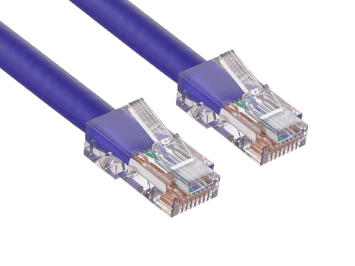 50ft Cat5e UTP Non-Booted Ethernet Network Patch Cable 24AWG Bare Copper, Purple
