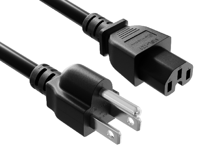 15FT NEMA 5-15P to C15 Heavy Duty Power Cord 14AWG SJT 15A/125V, Black
