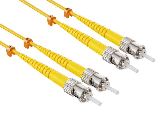 2m OS2 Short Boot ST TO ST UPC Duplex Corning Fiber Optic Cable SingleMode 9/125 LZSH/OFNR Rated, Yellow