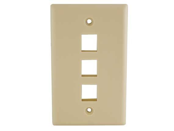 3-Port Wall Plate for Keystone Insert Ivory