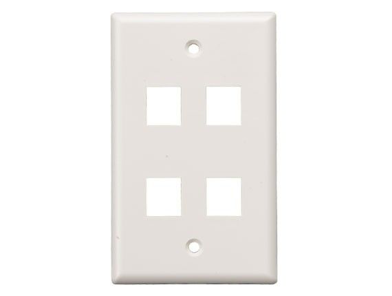 4-Port Wall Plate for Keystone Insert, White 4-Port Wall Plate for Keystone Insert, White