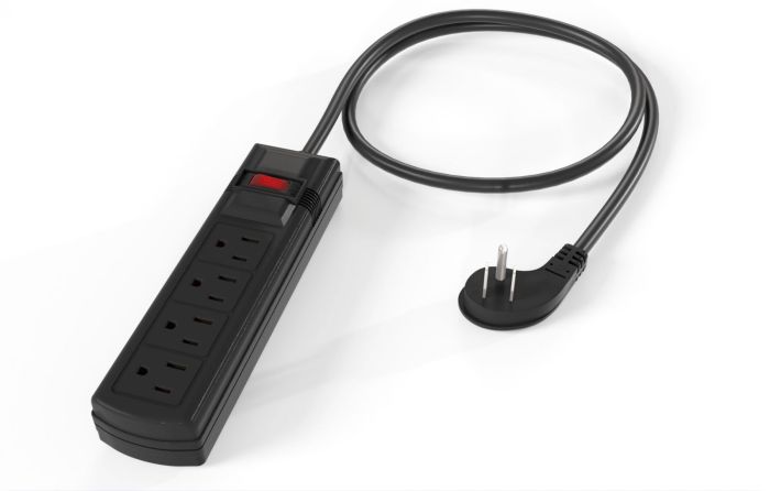4ft Portable 4-Outlet Surge Protector Power Strip with 45° Thin Plug and Illuminated Switch