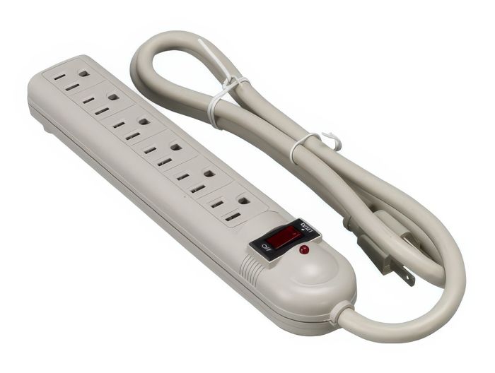 4ft 6-Outlet Surge Protector Power Strip Extension Cord with Safety Circuit Breaker 250 Joules, Beige
