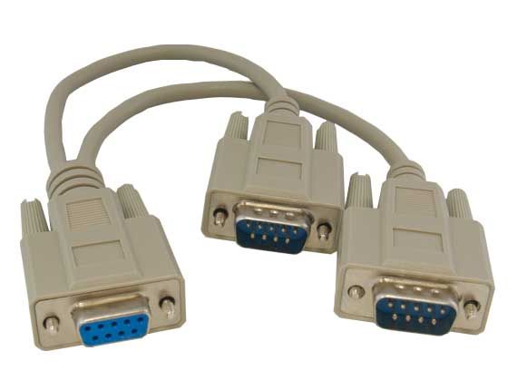 6" 2 DB9 Male to DB9 Female RS-232 Serial Y Cable 6" 2 DB9 Male to DB9 Female RS-232 Serial Y Cable