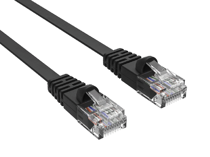 45ft Slim Cat6 UTP Flat Ethernet Network Patch Cable Snagless 32AWG Bare Copper, Black