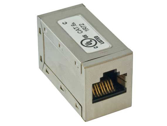 Cat6A RJ45 Shielded Inline Coupler, Silver Color Cat6A RJ45 Shielded Inline Coupler, Silver Color