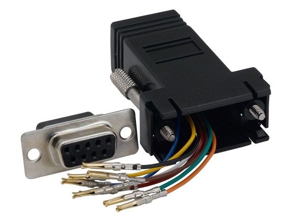 DB9 Female to RJ-45 Modular Adapter Black Color DB9 Female to RJ-45 Modular Adapter Black Color