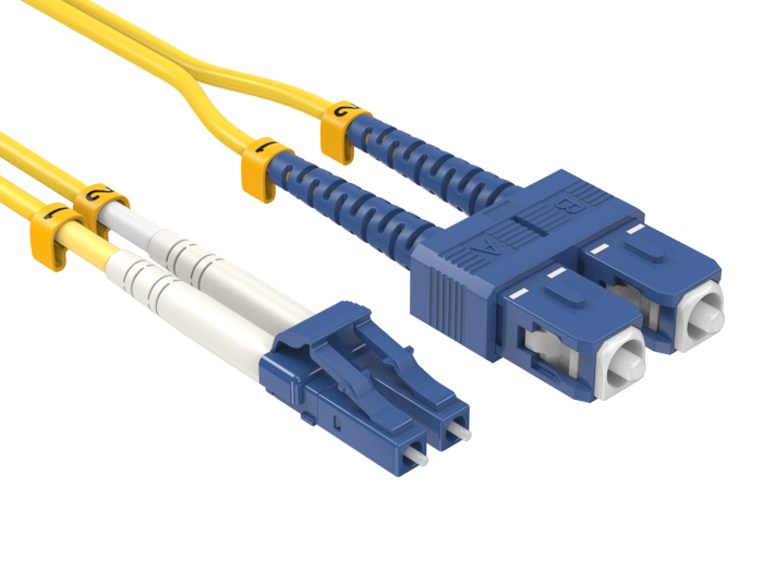 15m OS2 LC to SC UPC Duplex Corning Fiber Optic Cable SingleMode 9/125 OFNR Rated, Yellow 15m OS2 LC to SC UPC Duplex Corning Fiber Optic Cable SingleMode 9/125 OFNR Rated, Yellow