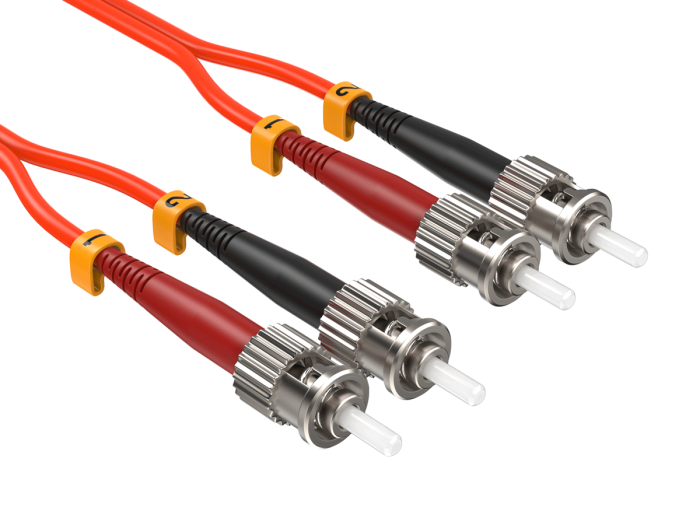 2m OM1 ST to ST UPC Duplex Corning Fiber Optic Cable MultiMode 62.5/125 OFNR Rated, Orange 2m OM1 ST to ST UPC Duplex Corning Fiber Optic Cable MultiMode 62.5/125 OFNR Rated, Orange