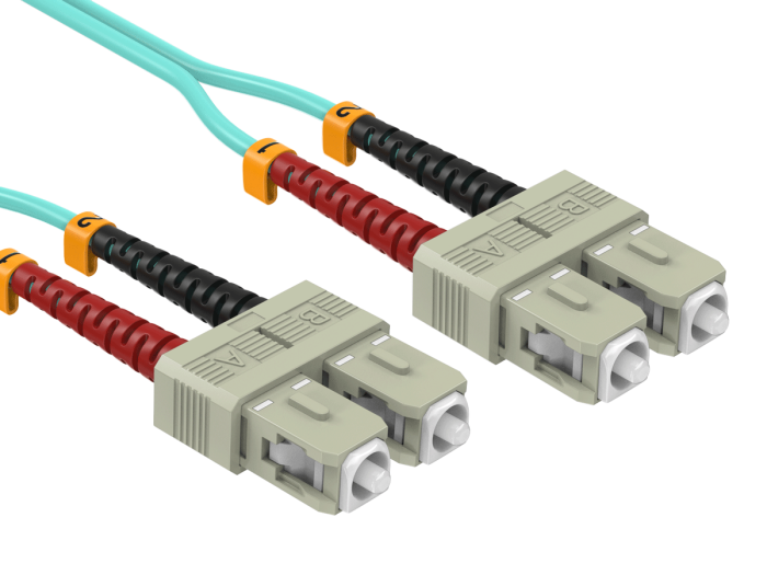 5m OM4 SC to SC Duplex Corning Fiber Optic Cable Multimode 50/125 OFNR Rated, Aqua 5m OM4 SC to SC Duplex Corning Fiber Optic Cable Multimode 50/125 OFNR Rated, Aqua