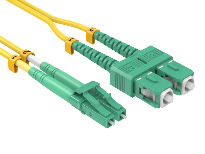 3m OS2 LC/APC TO SC/APC Duplex Corning Fiber Optic Cable Single-Mode 9/125 LSZH/OFNR Rated, Yellow 3m OS2 LC/APC TO SC/APC Duplex Corning Fiber Optic Cable Single-Mode 9/125 LSZH/OFNR Rated, Yellow