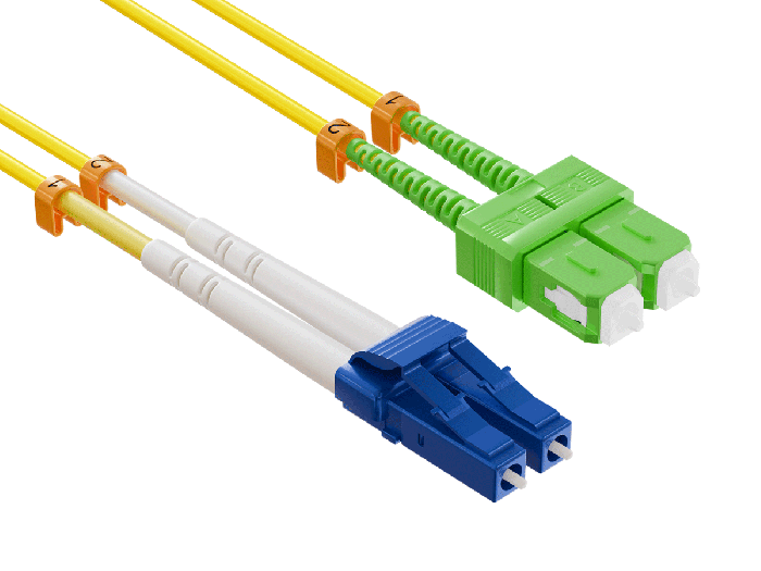 2m OS2 LC/UPC TO SC/APC Duplex Corning Fiber Optic Cable Single-Mode 9/125 LSZH/OFNR Rated, Yellow 2m OS2 LC/UPC TO SC/APC Duplex Corning Fiber Optic Cable Single-Mode 9/125 LSZH/OFNR Rated, Yellow