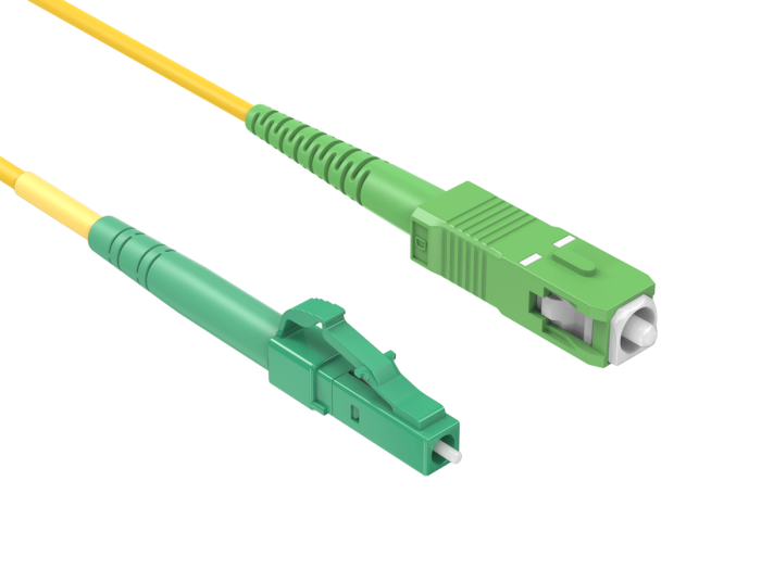 7m OS2 LC/APC TO SC/APC Simplex Corning Fiber Optic Cable Single-Mode 9/125 OFNR Rated, Yellow