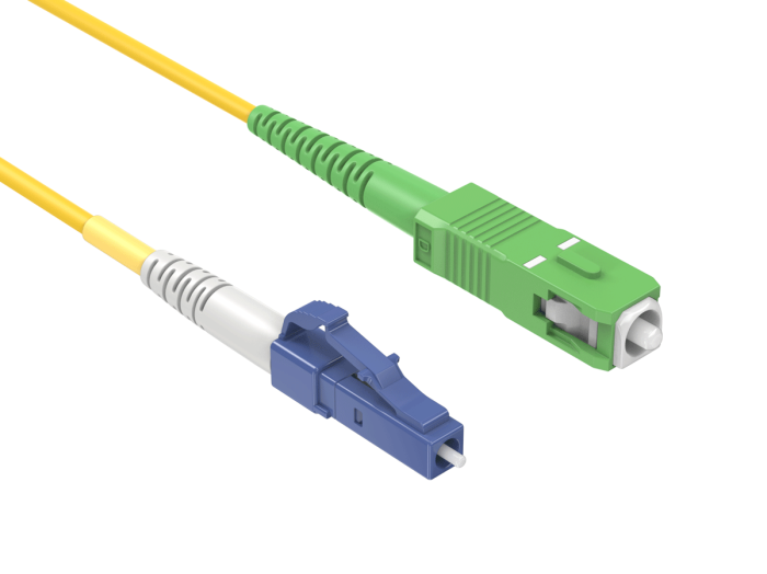 5m OS2 LC/UPC TO SC/APC Simplex Corning Fiber Optic Cable Single-Mode 9/125 OFNR Rated, Yellow