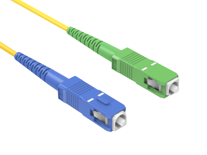 1m OS2 SC/UPC TO SC/APC Simplex Corning Fiber Optic Cable Single-Mode 9/125 OFNR Rated, Yellow 1m OS2 SC/UPC TO SC/APC Simplex Corning Fiber Optic Cable Single-Mode 9/125 OFNR Rated, Yellow