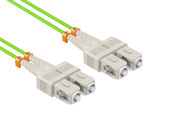 15m OM5 SC to SC UPC Duplex Corning Fiber Optic Cable Wide Band Multimode Fiber 50/125 LSZH/OFNR Rated, Lime Green