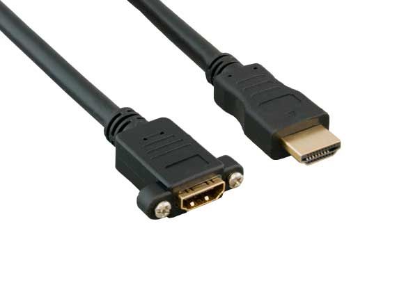 3ft HDMI Panel Mount Male to Female HDMI Extension Cable with Ethernet, 4K Support, 28 AWG, Black 3ft HDMI Panel Mount Male to Female HDMI Extension Cable with Ethernet, 4K Support, 28 AWG, Black