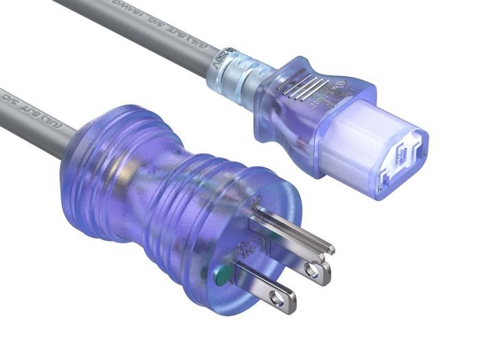 10ft NEMA 5-15P to C13 Hospital Grade Power Cord, 16 AWG, 13A/125V, SJT, Gray 10ft NEMA 5-15P to C13 Hospital Grade Power Cord, 16 AWG, 13A/125V, SJT, Gray