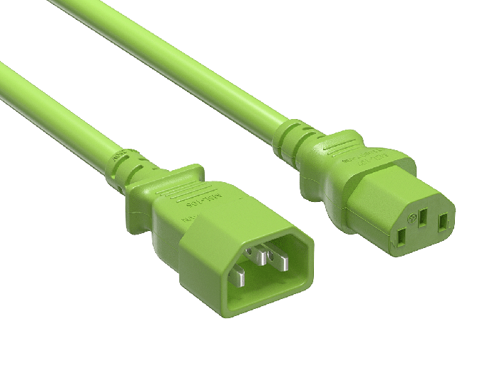 4ft IEC-320 C13 to C14 Heavy-Duty Power Extension Cord 14 AWG 15A/250V SJT, Green 4ft IEC-320 C13 to C14 Heavy-Duty Power Extension Cord 14 AWG 15A/250V SJT, Green