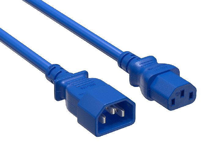 7ft IEC-320 C13 to C14 Heavy-Duty Power Extension Cord 18 AWG 10A/250V SJT, Blue 7ft IEC-320 C13 to C14 Heavy-Duty Power Extension Cord 18 AWG 10A/250V SJT, Blue