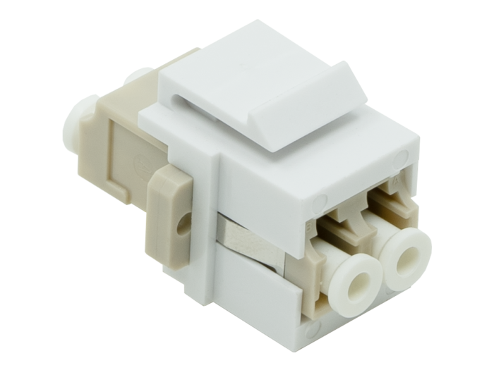 LC to LC Female Duplex MultiMode SingleMode Compatible Fiber Optic Keystone Jack Network Coupler, W/ Mounting Ear LC to LC Female Duplex MultiMode SingleMode Compatible Fiber Optic Keystone Jack Network Coupler, W/ Mounting Ear