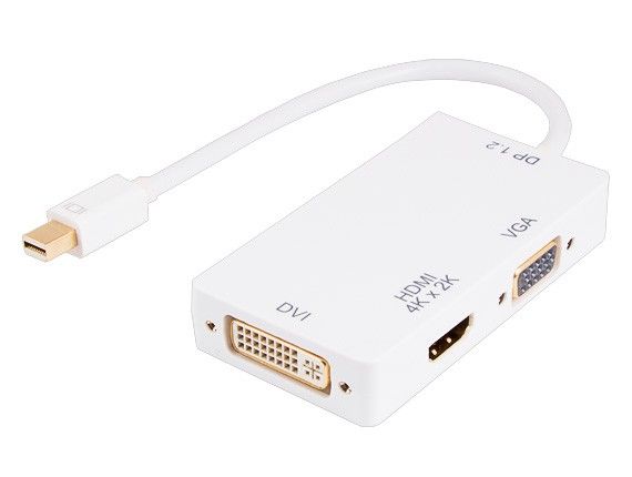 Mini Displayport 1.2 Male (Thunderbolt™ Compatible) to 4K HDMI+DVI+VGA Female Passive 3-in-1 Adapter Cable Mini Displayport 1.2 Male (Thunderbolt™ Compatible) to 4K HDMI+DVI+VGA Female Passive 3-in-1 Adapter Cable