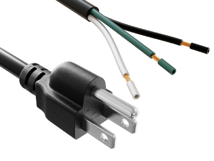 6ft 14AWG NEMA 5-15P to ROJ Pigtail AC Power Cord, SJT, Black 6ft 14AWG NEMA 5-15P to ROJ Pigtail AC Power Cord, SJT, Black