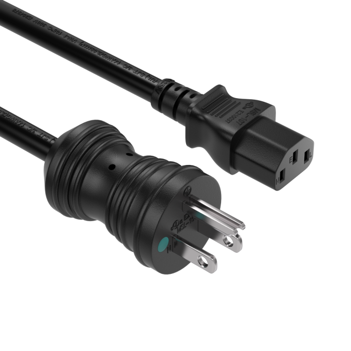 3ft NEMA 5-15P to C13 Hospital Grade Power Cord, 18 AWG, 10A/125V, SJT, Black 3ft NEMA 5-15P to C13 Hospital Grade Power Cord, 18 AWG, 10A/125V, SJT, Black