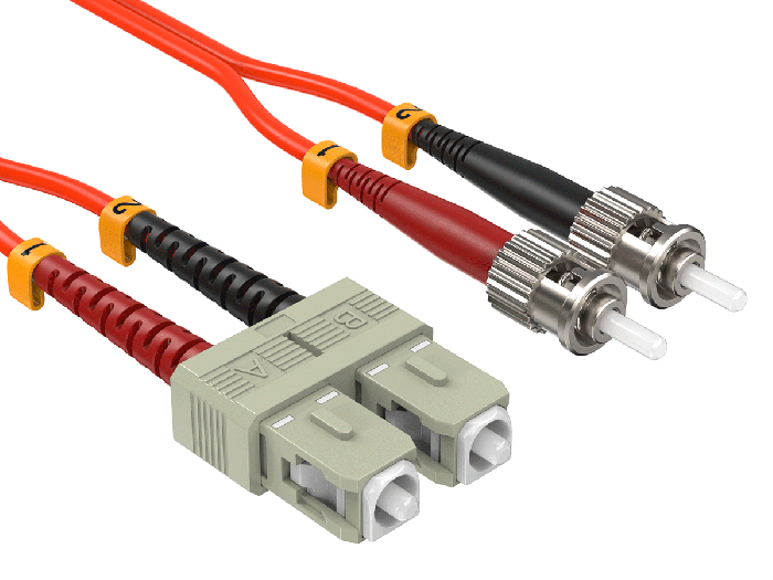 1m OM2 SC to ST UPC Duplex Corning Fiber Optic Cable MultiMode 50/125 OFNR Rated, Orange 1m OM2 SC to ST UPC Duplex Corning Fiber Optic Cable MultiMode 50/125 OFNR Rated, Orange