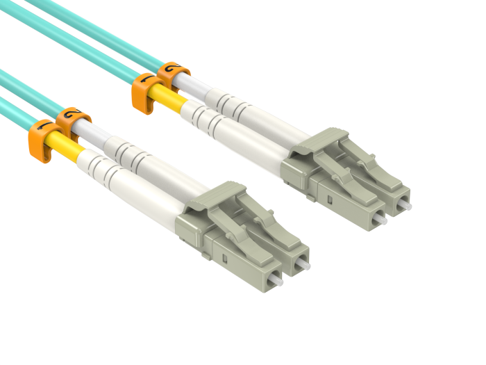 9m OM3 LC to LC Duplex Corning Fiber Optic Cable Multimode 50/125 LSZH/OFNR Rated, Aqua