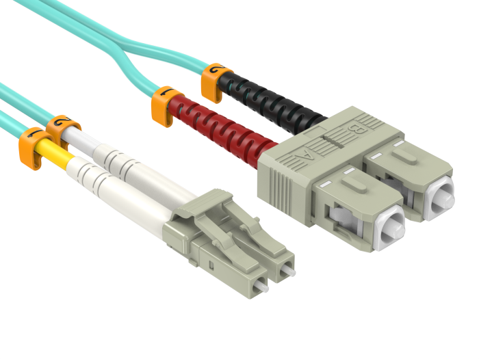25m OM3 LC to SC Duplex Corning Fiber Optic Cable Multimode 50/125 LSZH/OFNR Rated, Aqua 25m OM3 LC to SC Duplex Corning Fiber Optic Cable Multimode 50/125 LSZH/OFNR Rated, Aqua